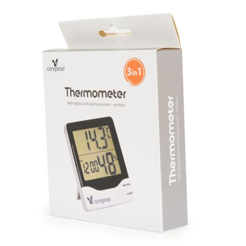 Cangaroo Thermometer hőmérő, páratartalom mérővel és digitális órával zöld/fehér