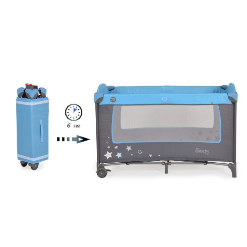 MONI Sleepy összecsukható luxus utazóágy 2 szint+pelenkázó+ játék kék