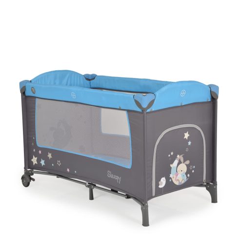 MONI Sleepy összecsukható luxus utazóágy 2 szint+pelenkázó+ játék kék