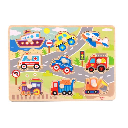 TOOKY Toy fapuzzle járművek  -10dbos