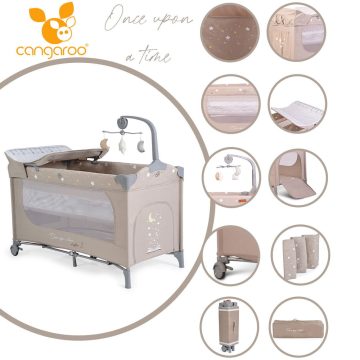   Cangaroo Once upon3 2 szintes utazóágy zenélő játékkal, pelenkázós bézs