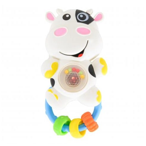 MŰANYAGJÁTÉK csörgő bocis FEHÉR