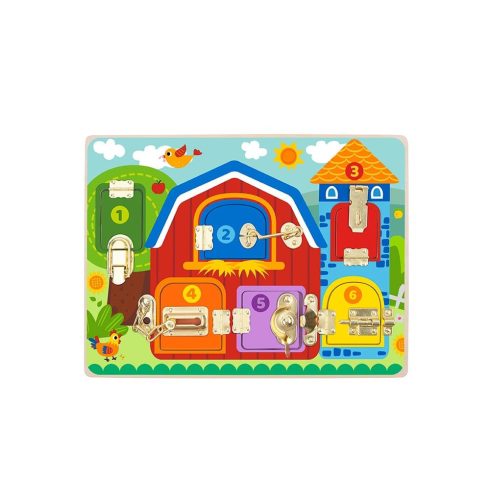 Tooky Toy Reteszes Montessori fa tábla TK044