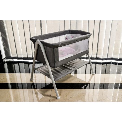 MONI Kalinihta újszülött babaágy önálló, 11 kg, 1 szint fehér láb szürke