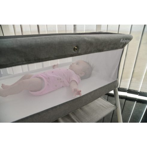 MONI Kalinihta újszülött babaágy önálló, 11 kg, 1 szint fehér láb szürke