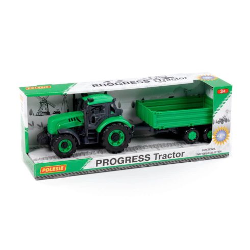 POLESIE Toys lendkerekes  traktor dönthető utánfutóval ZÖLD