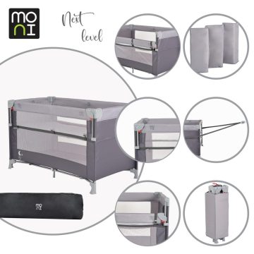   MONI Next level utazóágy lehajtható oldalfal 2 szint szürke
