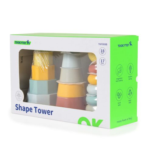 FAJÁTÉK toronyépítő 3 dbos szett MONTESSORI PASZTELL