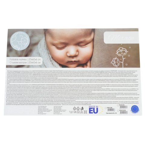 MIRAGE összecsukható 6cm szivacsmatrac textil huzat 120x60cm SZÜRKE