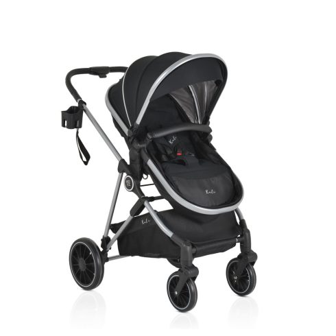 KALI babakocsi 2in1 lapra csukható, megfordítható+táska FEKETE