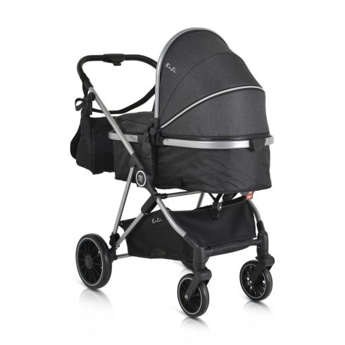 KALI babakocsi 2in1 lapra csukható, megfordítható+táska FEKETE