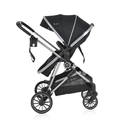 KALI babakocsi 2in1 lapra csukható, megfordítható+táska FEKETE