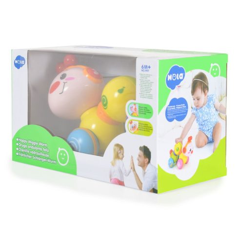 HOLA bébijáték vidám mozgó Kukac kerekekkel, műanyag