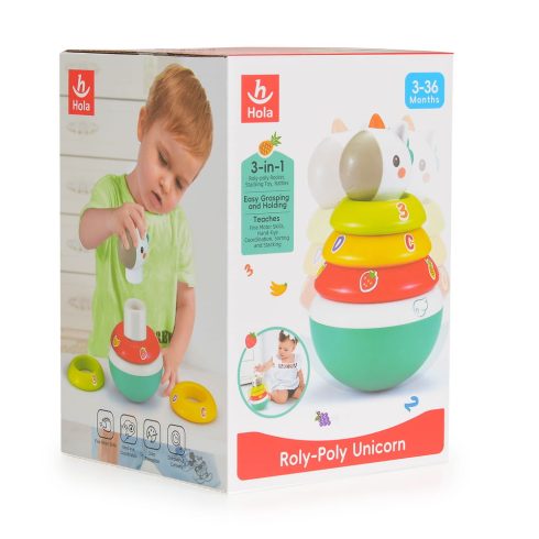 HOLA kis karikatorony Unikornis roly-poly műanyag SZÍNES