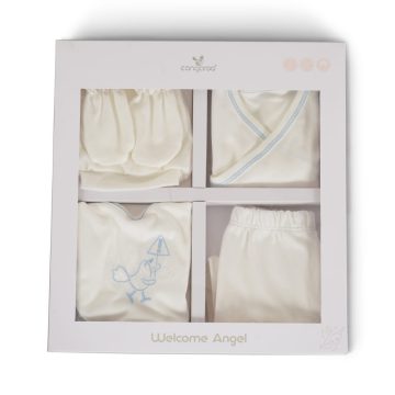   BABARUHA kihozós szett, újszülött ruhacsomag díszdobozban KÉK