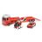 Tűzoltó vontató autó helikopterrel, autóval 54cm PIROS