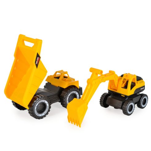 FIÚ játék AUTÓ 2 db teherautó homlokrakodóval és dömperrel