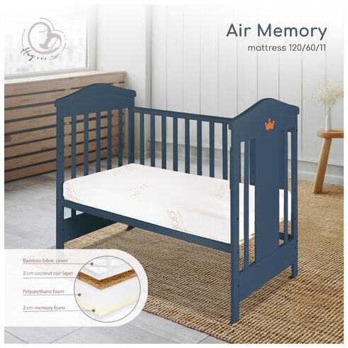 AIR MEMORY matrac 120x60cm 3 réteg, kókusz+szivacs+memóriahab FEHÉR