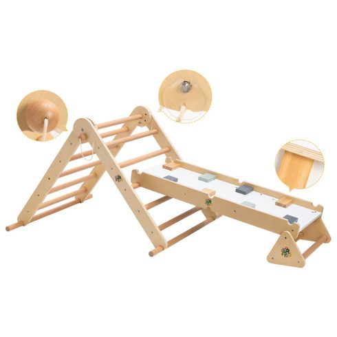 PIKLER 2in1 fa MÁSZÓKA 3szög és mászórámpa Montessori 132*60cm NATUR