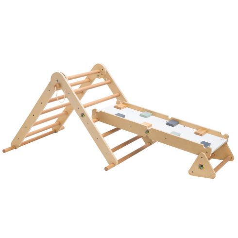 PIKLER 2in1 fa MÁSZÓKA 3szög és mászórámpa Montessori 132*60cm NATUR