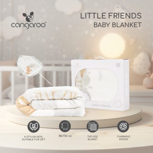 Baba takaró LITTLE FRIENDS 80x110 cm erdei állatos SZÜRKE