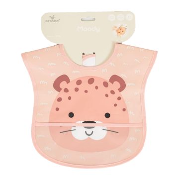 MOODY előke, zsebes, tépőzáras, leopárd PINK