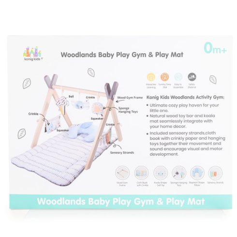 JÁTSZÓSZŐNYEG plüss, fa játékhíddal, összecsukható Sahara SZÖGLETES