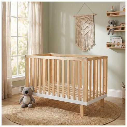 WHISPER fa babaágy 3 magasságban állítható 60x120cm NATUR