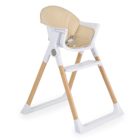 ALMOND etetőszék bőr ülés fa lábakkal BÉZS