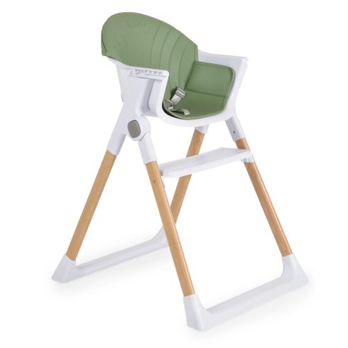 ALMOND etetőszék bőr ülés fa lábakkal ZÖLD