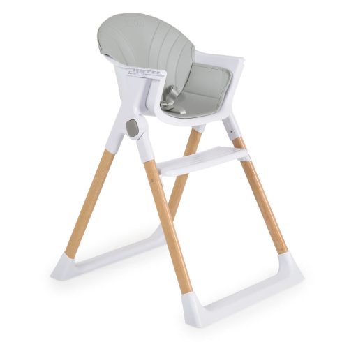 ALMOND etetőszék bőr ülés fa lábakkal SZÜRKE