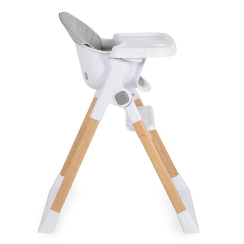 ALMOND etetőszék bőr ülés fa lábakkal SZÜRKE