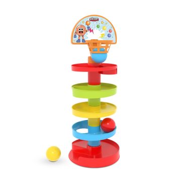   PILSAN Műanyag golyópálya színes 3 labdával, kosárpalánkkal