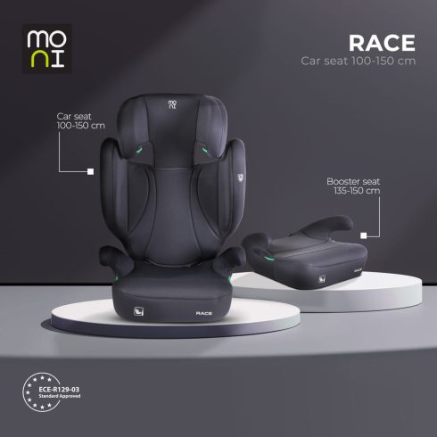 RACE autós ülés 100-150 cm ülésmagasítóvá alakítható SÖTÉT SZÜRKE