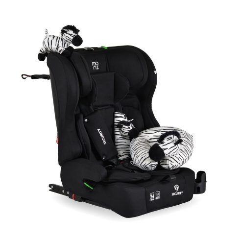 SECURITY autós ülés belső övvel, isofix, ajándék 2plüss+párna 76-150cm FEKETE