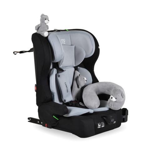 SECURITY autós ülés belső övvel, isofix, ajándék 2plüss+párna 76-150cm SZÜRKE