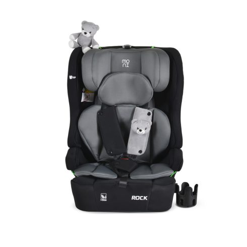 ROCK autós ülés 76-150cm, 2játékkal, pohártartó, belső öv, isofix nélkül SZÜRKE