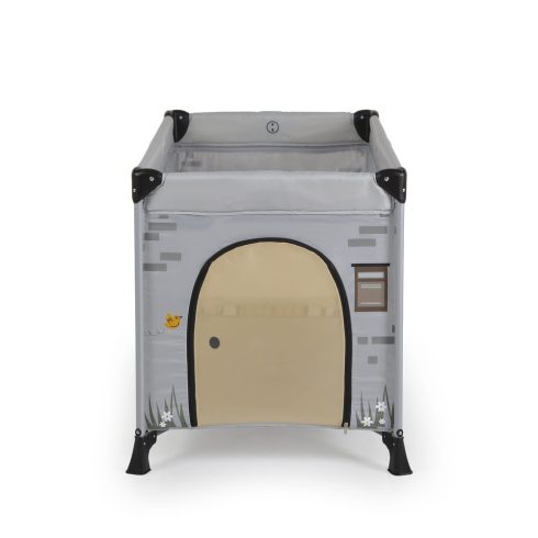 PLAYHOUSE összecsukható házikó utazóágy, tetővel, kibújóval SZÜRKE