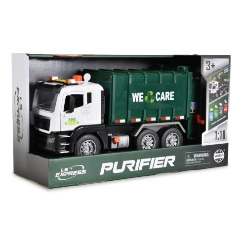 KISAUTÓ szemetesautó szelektív kukákkal 1:10 S.ZÖLD