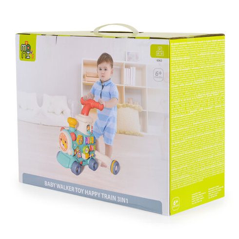 HAPPY TRAIN járássegítő vonat kockákkal formabedobós MENTA