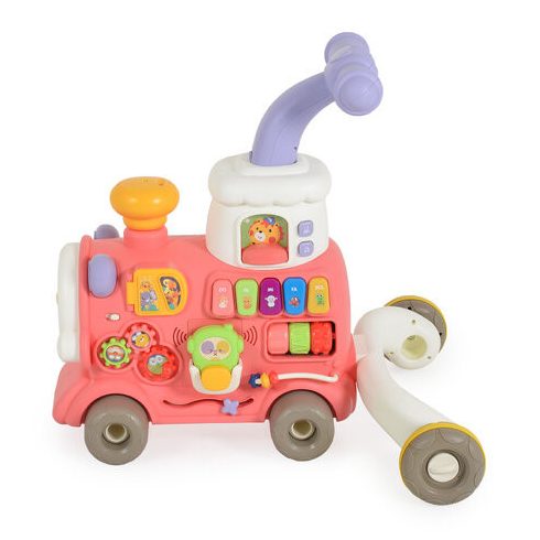 HAPPY TRAIN járássegítő vonat kockákkal formabedobós PINK