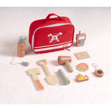 MONI KISTÁSKA fa tűzoltó szett 10dbos PIROS