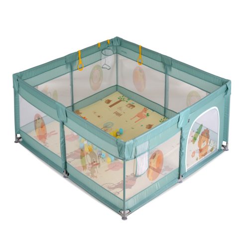 GAMEZONE járóka összecsukható szőnyeggel, 60 labdával 120x120 MENTA