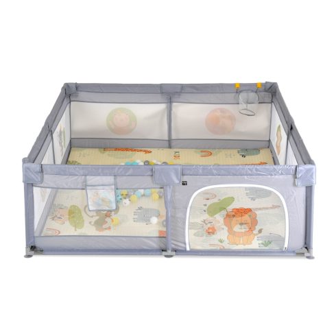 GAMEZONE  járóka összecsukható szőnyeggel, 60 labdával 150x200 SZÜRKE