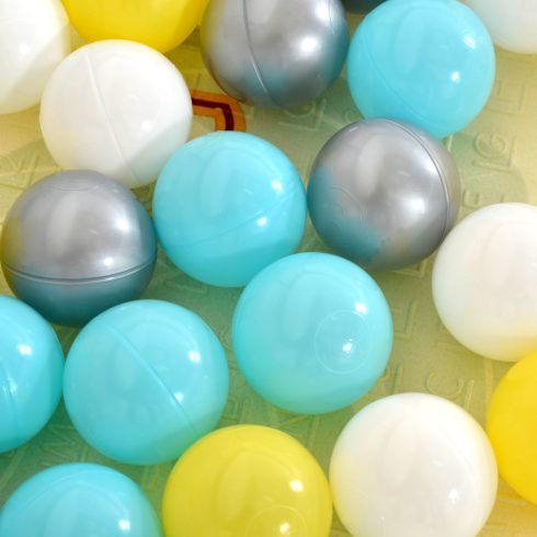 GAMEZONE  járóka összecsukható szőnyeggel, 60 labdával 150x200 SZÜRKE