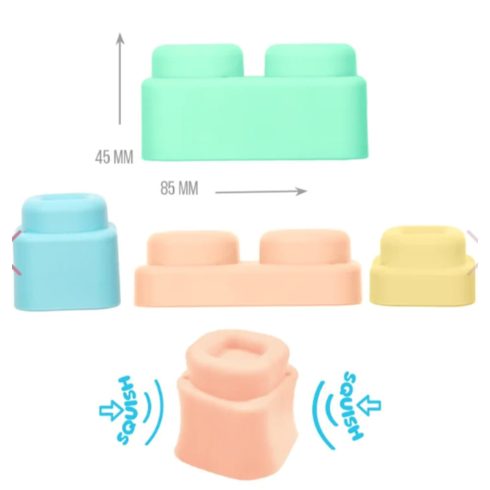 MOCHTOYS Play&Squish puha vonat és kocka szett 12db  PASZTELL