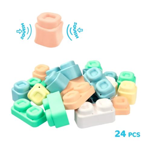 MOCHTOYS Play&Squish szenzorikus szőnyeg - tapilap+ kockák NAGY szett 24+4db PASZTELL