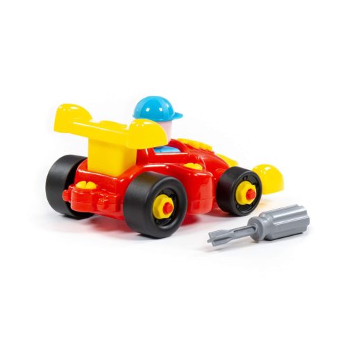 POLESIE műanyag szerelhető FORMA-1 AUTÓ csavarhúzóval PIROS