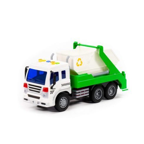 POLESIE műanyag konténeres autó FEHÉR/ZÖLD